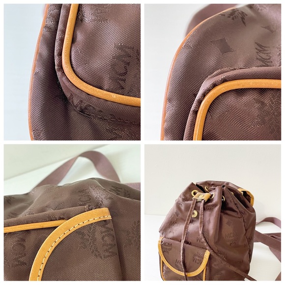 MCM brown visetos nylon and leather small backpack - Picture 4 of 11
